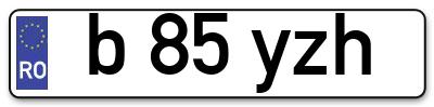 Placuta inmatriculare numar auto  b-85-yzh, b 85 yzh, b85yzh