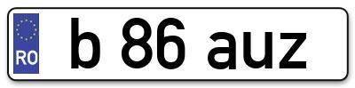 Placuta inmatriculare numar auto  b-86-auz, b 86 auz, b86auz