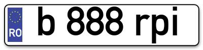 Placuta inmatriculare numar auto  b-888-rpi, b 888 rpi, b888rpi