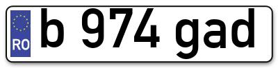 Placuta inmatriculare numar auto  b-974-gad, b 974 gad, b974gad