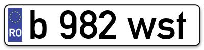 Placuta inmatriculare numar auto  b-982-wst, b 982 wst, b982wst