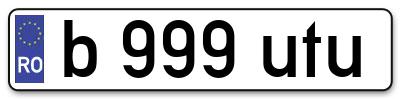 Placuta inmatriculare numar auto  b-999-utu, b 999 utu, b999utu