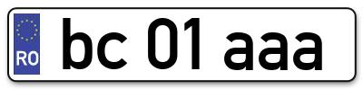 Placuta inmatriculare numar auto  bc-01-aaa, bc 01 aaa, bc01aaa