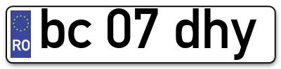 Placuta inmatriculare numar auto  bc-07-dhy, bc 07 dhy, bc07dhy