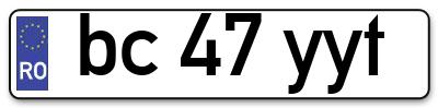 Placuta inmatriculare numar auto  bc-47-yyt, bc 47 yyt, bc47yyt