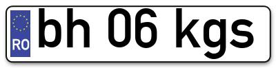 Placuta inmatriculare numar auto  bh-06-kgs, bh 06 kgs, bh06kgs