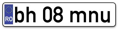 Placuta inmatriculare numar auto  bh-08-mnu, bh 08 mnu, bh08mnu