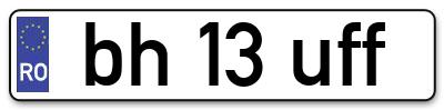Placuta inmatriculare numar auto  bh-13-uff, bh 13 uff, bh13uff