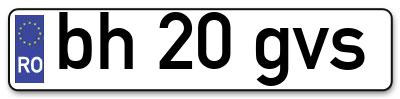 Placuta inmatriculare numar auto  bh-20-gvs, bh 20 gvs, bh20gvs
