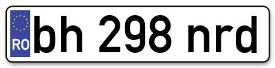 Placuta inmatriculare numar auto  bh-298-nrd, bh 298 nrd, bh298nrd