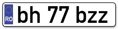 Placuta inmatriculare numar auto  bh-77-bzz, bh 77 bzz, bh77bzz