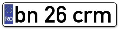 Placuta inmatriculare numar auto  bn-26-crm, bn 26 crm, bn26crm