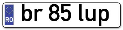 Placuta inmatriculare numar auto  br-85-lup, br 85 lup, br85lup