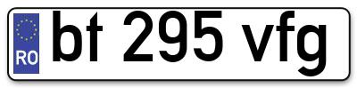 Placuta inmatriculare numar auto  bt-295-vfg, bt 295 vfg, bt295vfg