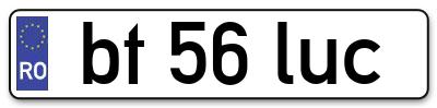 Placuta inmatriculare numar auto  bt-56-luc, bt 56 luc, bt56luc