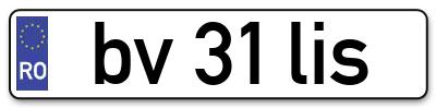 Placuta inmatriculare numar auto  bv-31-lis, bv 31 lis, bv31lis