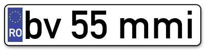 Placuta inmatriculare numar auto  bv-55-mmi, bv 55 mmi, bv55mmi