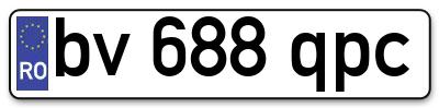 Placuta inmatriculare numar auto  bv-688-qpc, bv 688 qpc, bv688qpc