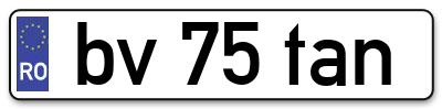 Placuta inmatriculare numar auto  bv-75-tan, bv 75 tan, bv75tan