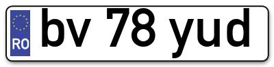 Placuta inmatriculare numar auto  bv-78-yud, bv 78 yud, bv78yud