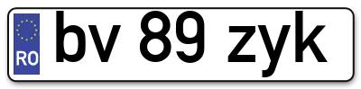 Placuta inmatriculare numar auto  bv-89-zyk, bv 89 zyk, bv89zyk
