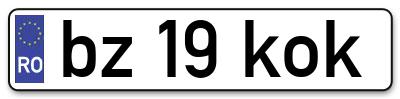 Placuta inmatriculare numar auto  bz-19-kok, bz 19 kok, bz19kok