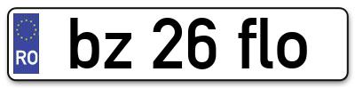 Placuta inmatriculare numar auto  bz-26-flo, bz 26 flo, bz26flo