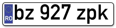 Placuta inmatriculare numar auto  bz-927-zpk, bz 927 zpk, bz927zpk