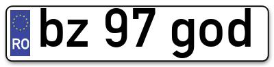 Placuta inmatriculare numar auto  bz-97-god, bz 97 god, bz97god