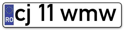 Placuta inmatriculare numar auto  cj-11-wmw, cj 11 wmw, cj11wmw