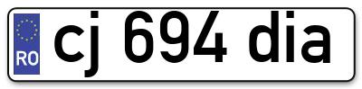 Placuta inmatriculare numar auto  cj-694-dia, cj 694 dia, cj694dia