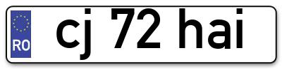 Placuta inmatriculare numar auto  cj-72-hai, cj 72 hai, cj72hai
