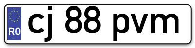 Placuta inmatriculare numar auto  cj-88-pvm, cj 88 pvm, cj88pvm