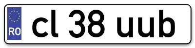 Placuta inmatriculare numar auto  cl-38-uub, cl 38 uub, cl38uub