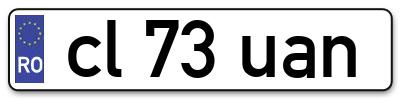 Placuta inmatriculare numar auto  cl-73-uan, cl 73 uan, cl73uan