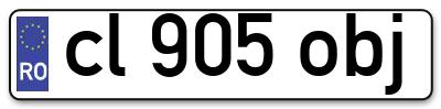 Placuta inmatriculare numar auto  cl-905-obj, cl 905 obj, cl905obj
