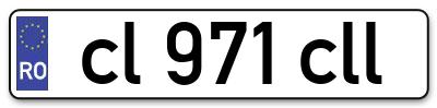 Placuta inmatriculare numar auto  cl-971-cll, cl 971 cll, cl971cll