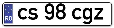 Placuta inmatriculare numar auto  cs-98-cgz, cs 98 cgz, cs98cgz
