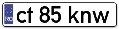 Placuta inmatriculare numar auto  ct-85-knw, ct 85 knw, ct85knw