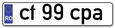 Placuta inmatriculare numar auto  ct-99-cpa, ct 99 cpa, ct99cpa