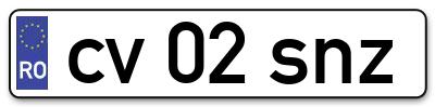 Placuta inmatriculare numar auto  cv-02-snz, cv 02 snz, cv02snz