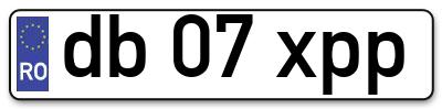 Placuta inmatriculare numar auto  db-07-xpp, db 07 xpp, db07xpp
