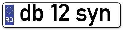 Placuta inmatriculare numar auto  db-12-syn, db 12 syn, db12syn