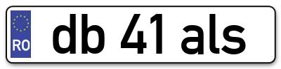 Placuta inmatriculare numar auto  db-41-als, db 41 als, db41als