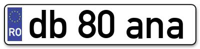 Placuta inmatriculare numar auto  db-80-ana, db 80 ana, db80ana