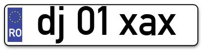 Placuta inmatriculare numar auto  dj-01-xax, dj 01 xax, dj01xax