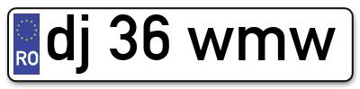 Placuta inmatriculare numar auto  dj-36-wmw, dj 36 wmw, dj36wmw