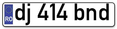 Placuta inmatriculare numar auto  dj-414-bnd, dj 414 bnd, dj414bnd
