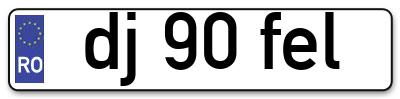 Placuta inmatriculare numar auto  dj-90-fel, dj 90 fel, dj90fel