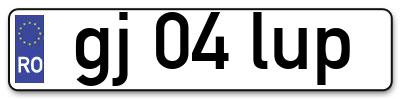 Placuta inmatriculare numar auto  gj-04-lup, gj 04 lup, gj04lup